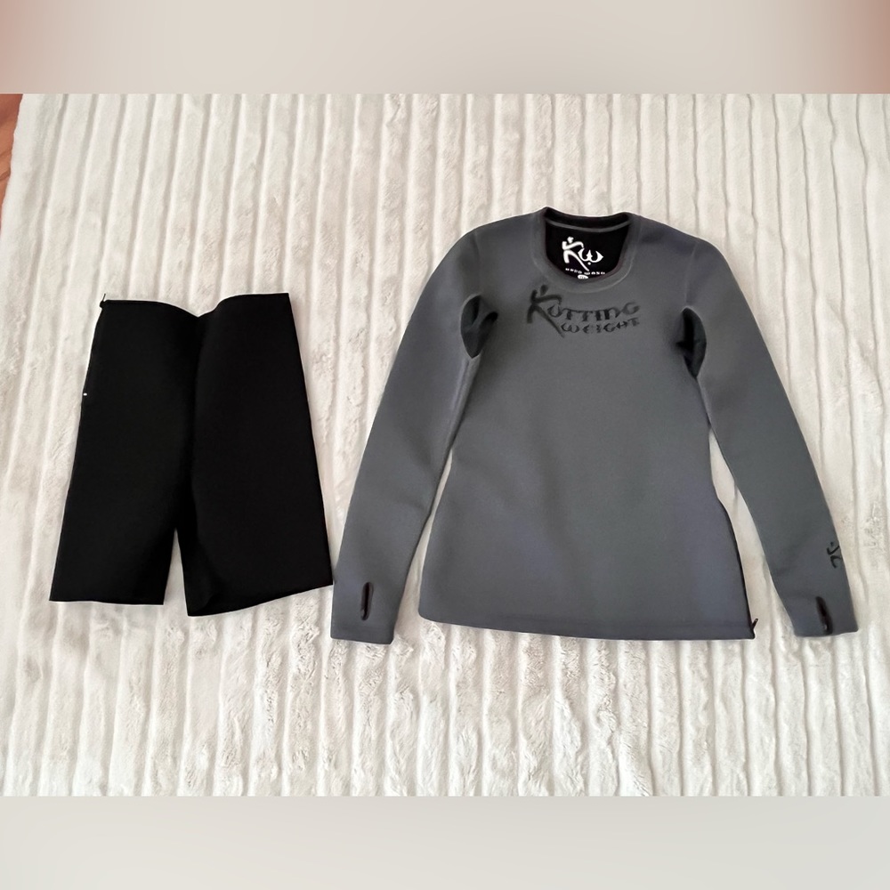 Kutting weight loss sauna neoprene pull over top & matching shorts